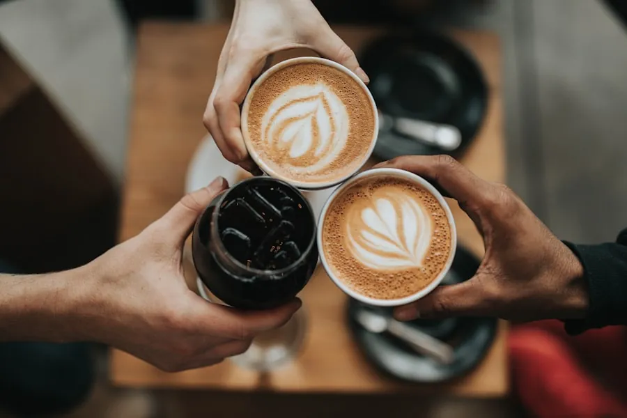 Coffee and food on the counter
