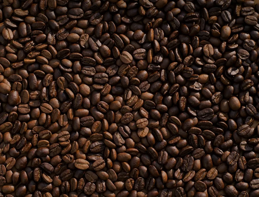 Roasted coffee beans filling the frame