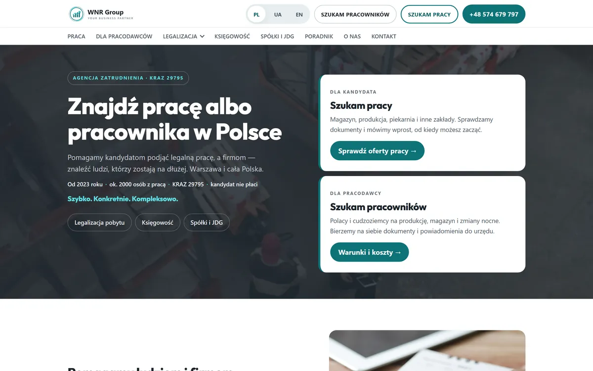 Strona główna wnrgroup.work na komputerze