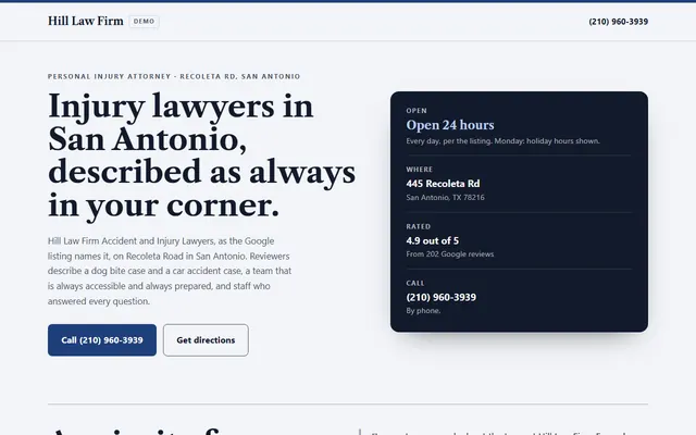 Hill Law Firm, primeiro ecrã