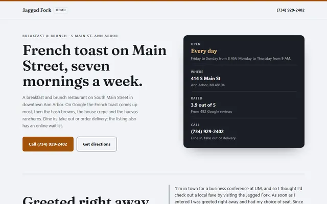 Jagged Fork, primeiro ecrã