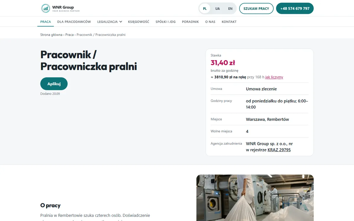 Oferta pracy na komputerze: stawka godzinowa, rodzaj umowy, miejsce i liczba wolnych miejsc